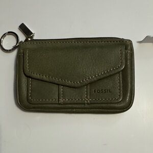 Fossil Green Leather Keychain Pouch